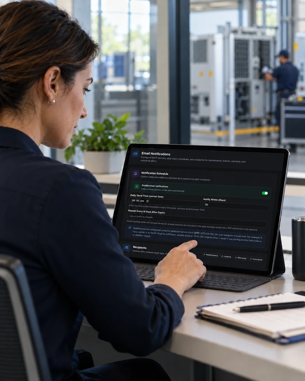 AssetSeal notification settings for maintenance, warranty and license reminders