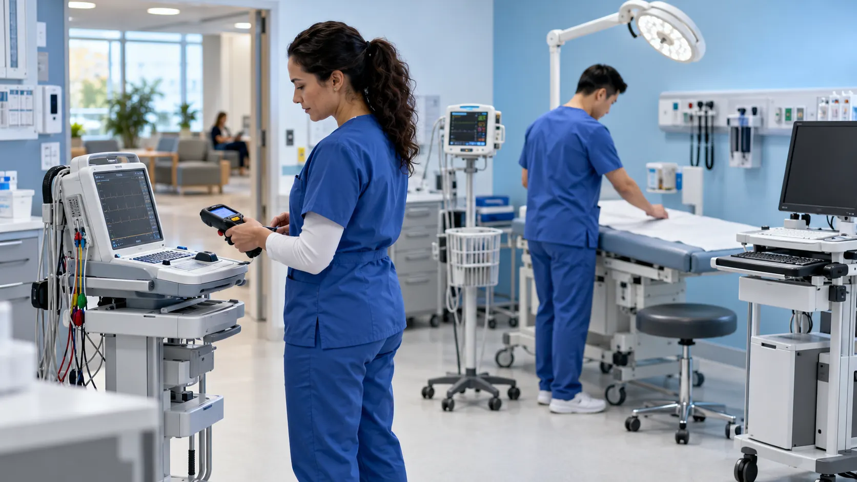 Clinic team confirming equipment is ready for use