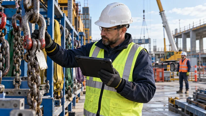 Inspection of tagged lifting equipment on site
