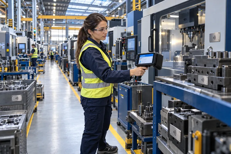 Technician verifying a precision asset with RFID