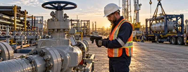Inspector scanning a tagged valve