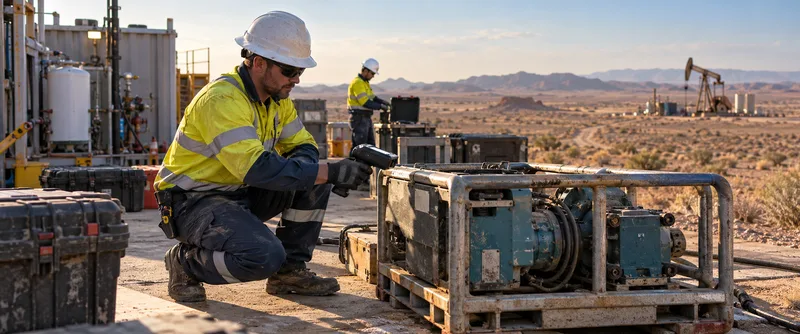 Technician scanning assets offline at a remote energy site