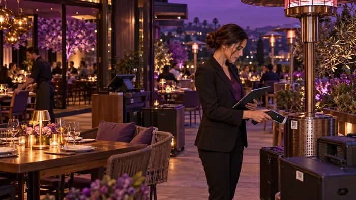 Manager scanning portable restaurant assets