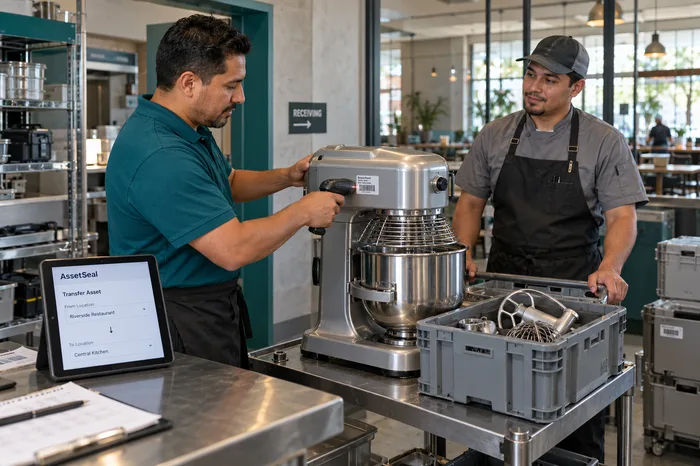 Staff tracking a mixer at restaurant receiving
