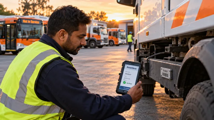 Operator verifying assets in the fleet yard