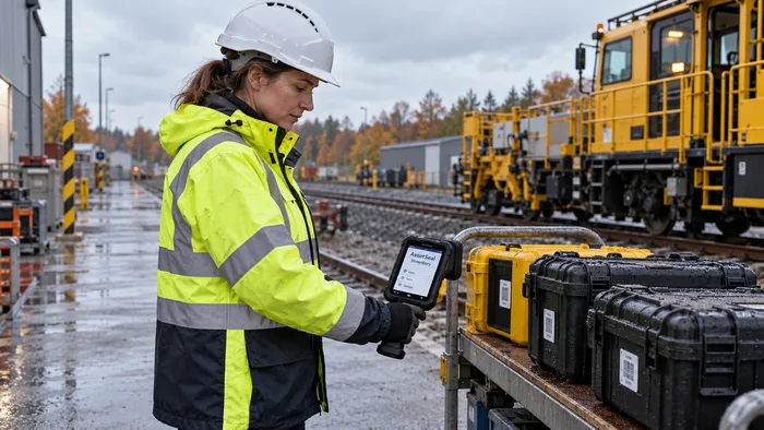 Inventory of assets across an autumn rail yard